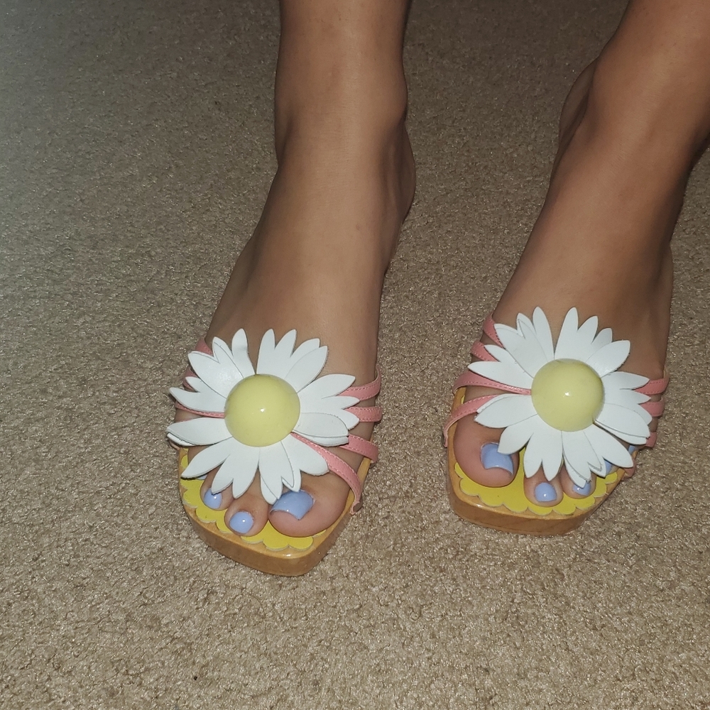 Moschino Cheap and Chic daisy clog sandals